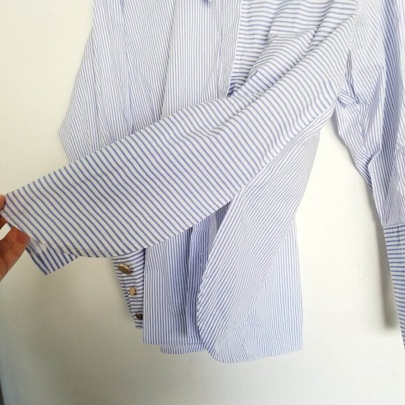 Bellenista Splicing Striped Button Oversized Shirt - Picture 7 of 13